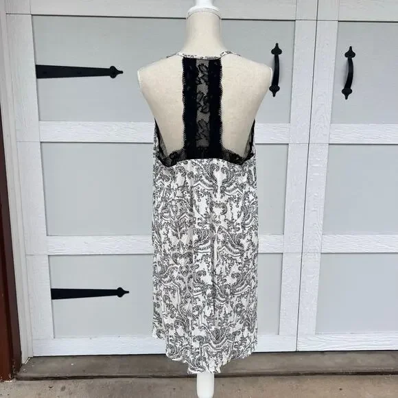 Soma Lace Trim Nightgown Pajamas Paisley Slip Dress XL Coquette - Picture 3 of 7